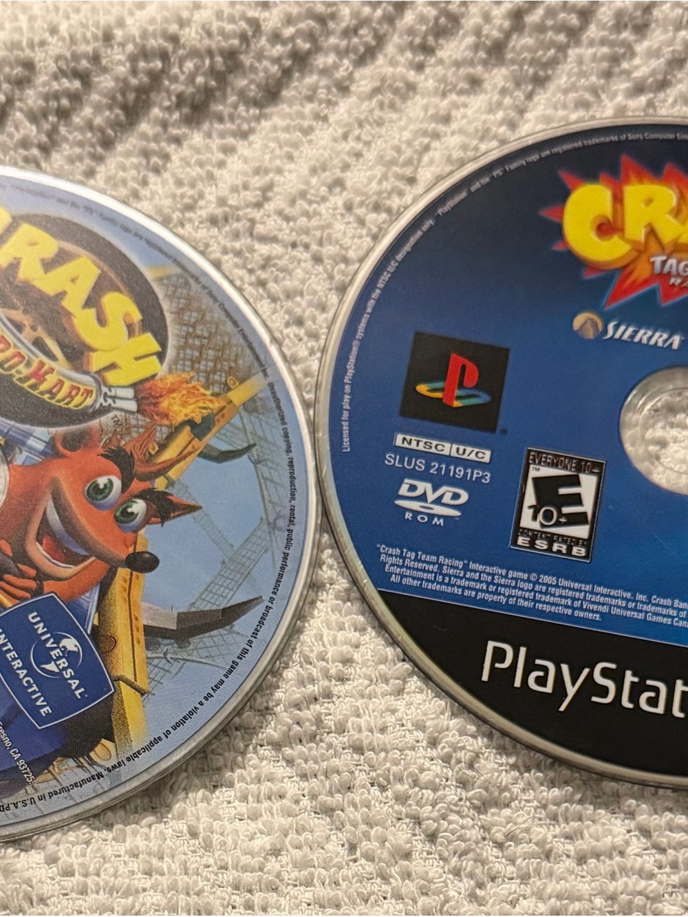 Sony PlayStation Crash Bandicoot Game Discs - Blue & Yellow Artwork